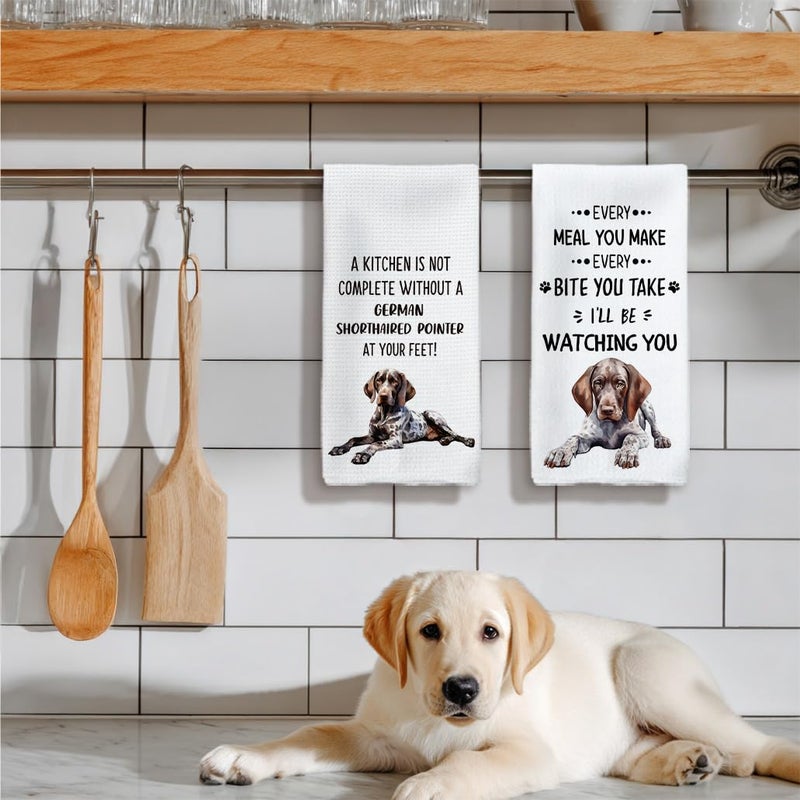 Tzhim German Shorthaired Pointer Gifts Kitchen Towels Set of 2, German Shorthaired Pointer Dishcloths Tea Towels Dish Towels, Dog Hand Towels, Dog Kitchen Bathroom Decor, 16x24inch - Image 5