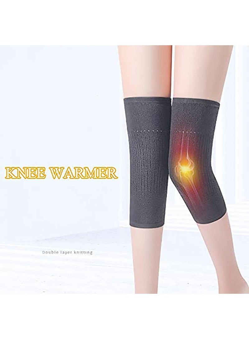 Sweet seven دعامة للركبة مصنوعة من الصوف الكشميري المرن لتوفير الراحة أثناء النوم وتخفيف الألم - دعامة دافئة للركبة للركب الباردة، المشاكل، كبار السن - هدية باللون الرمادي، مقاس يناسب الجميع - Image 2