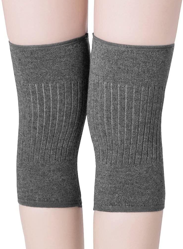 Sweet seven دعامة للركبة مصنوعة من الصوف الكشميري المرن لتوفير الراحة أثناء النوم وتخفيف الألم - دعامة دافئة للركبة للركب الباردة، المشاكل، كبار السن - هدية باللون الرمادي، مقاس يناسب الجميع - Image 3