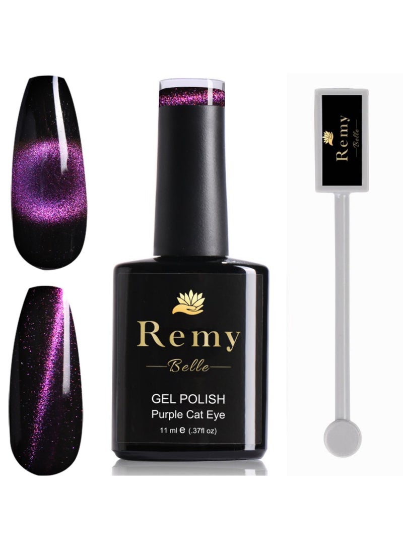 ريمي بيلا طلاء أظافر جل عين القطة، بنفسجي ، مع عصا مغناطيسية، 11 مل (يتطلب وضع  اللون الأسود كقاععدة أساس واستعمال مصباح تجفيف ليد بالأشعة فوق البنفسجية ) - Image 1