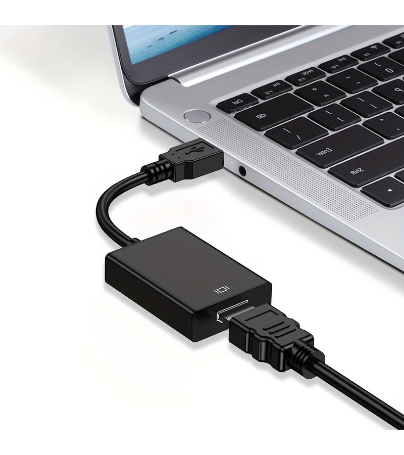 Black USB To HDTV Adapter For Windows Laptop And Desktop PC - Image 3