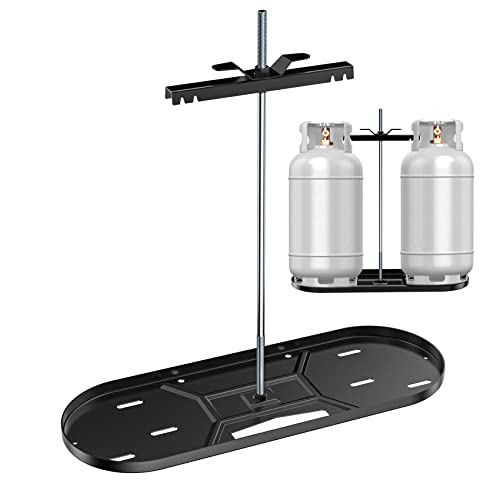 Skyflame Steel RV Dual Propane Tank Mounting Rack for 30 lbs Tanks, Double Gas Tank Cylinder Hitch Frame for RVs, Camping and Trailers - Image 1