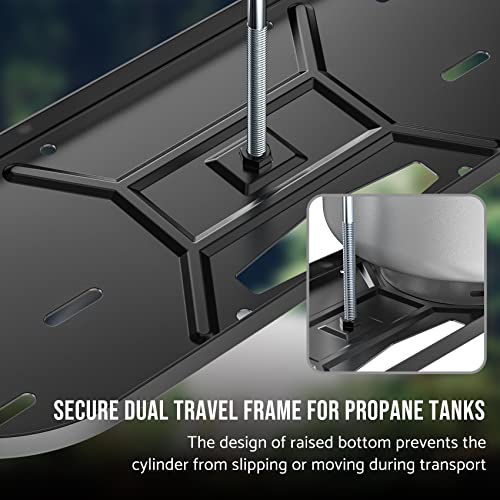 Skyflame Steel RV Dual Propane Tank Mounting Rack for 30 lbs Tanks, Double Gas Tank Cylinder Hitch Frame for RVs, Camping and Trailers - Image 4