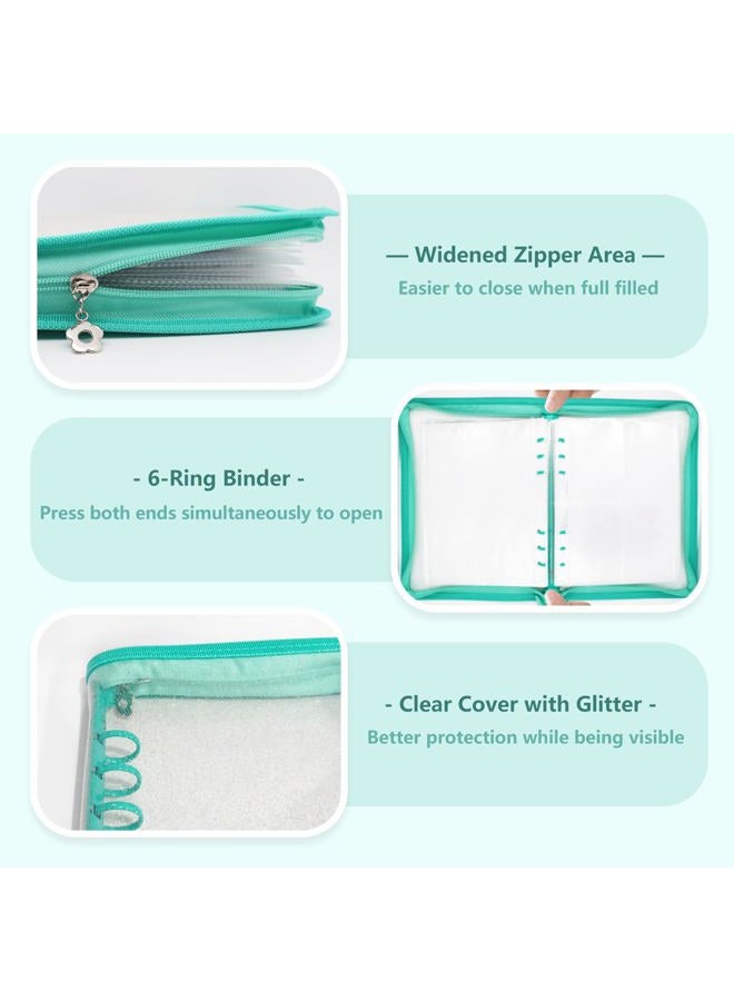 Ruatu Sticker Organizer Binder Sticker Storage Album A5 Sticker Book Collecting Album for Collecting Sticker Reusable Sticker Keeper Holder Book for Adult with Pockets and Zipper (Cyan) - Image 2