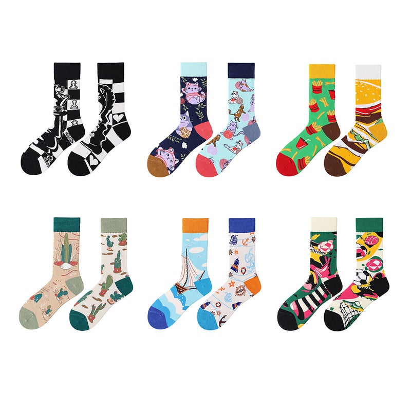Unisex Cotton Mid-Calf Socks with Creative Patterns - Image 5