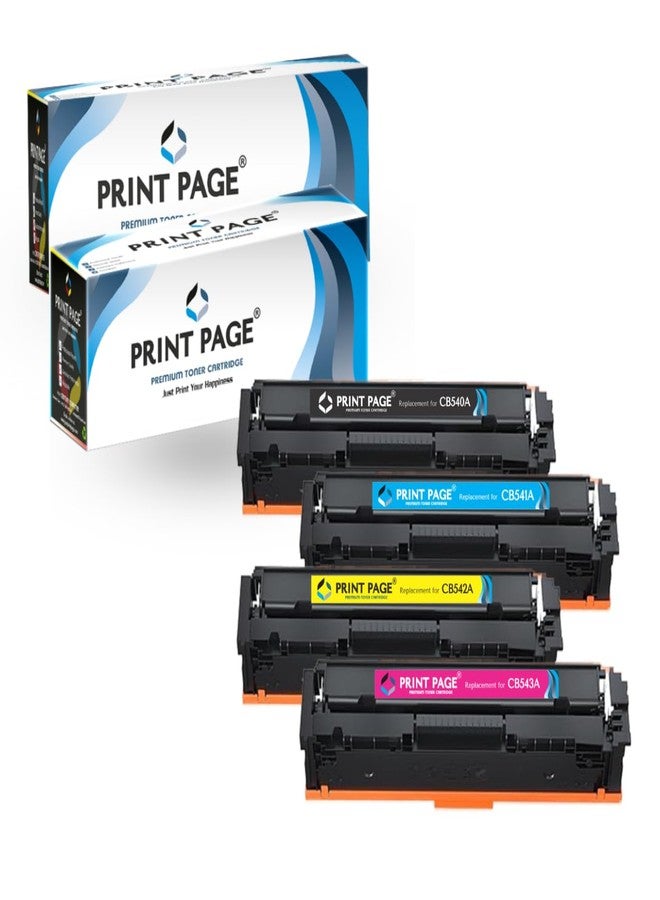 Print Page 125A Toner Cartridge Compatible for Color LJ Printers CP1215, CM1312 MFP, CP1515n, CP1518n (125A - 4 Color Combo) - Image 1
