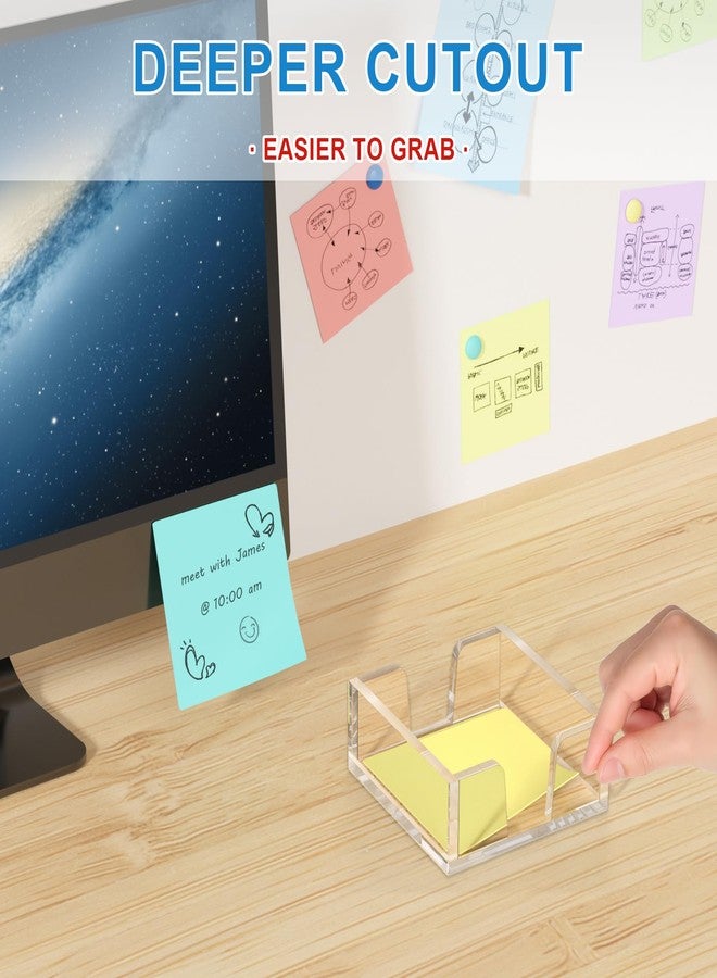 WINFFOR Acrylic Notepad Holder Dispenser - 3x3 in Sticky Note Memo Holder for Desk Organizer (W/O Pads) Office Desk Accessories School Supplies, Crystal Clear - Image 4