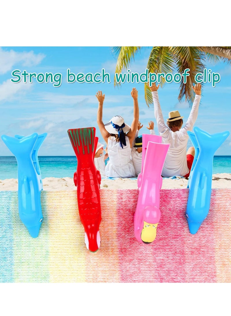 Generic - 6 Pieces Beach Towel Clips, Large Beach Towel Pegs Sunbed Towel Clips, Windproof, Laundry Clip Clothes Pegs for Sunbeds, Sun Loungers, Pool Chairs, Laundry (Flamingo + Parrot + Dolphin) - Image 1