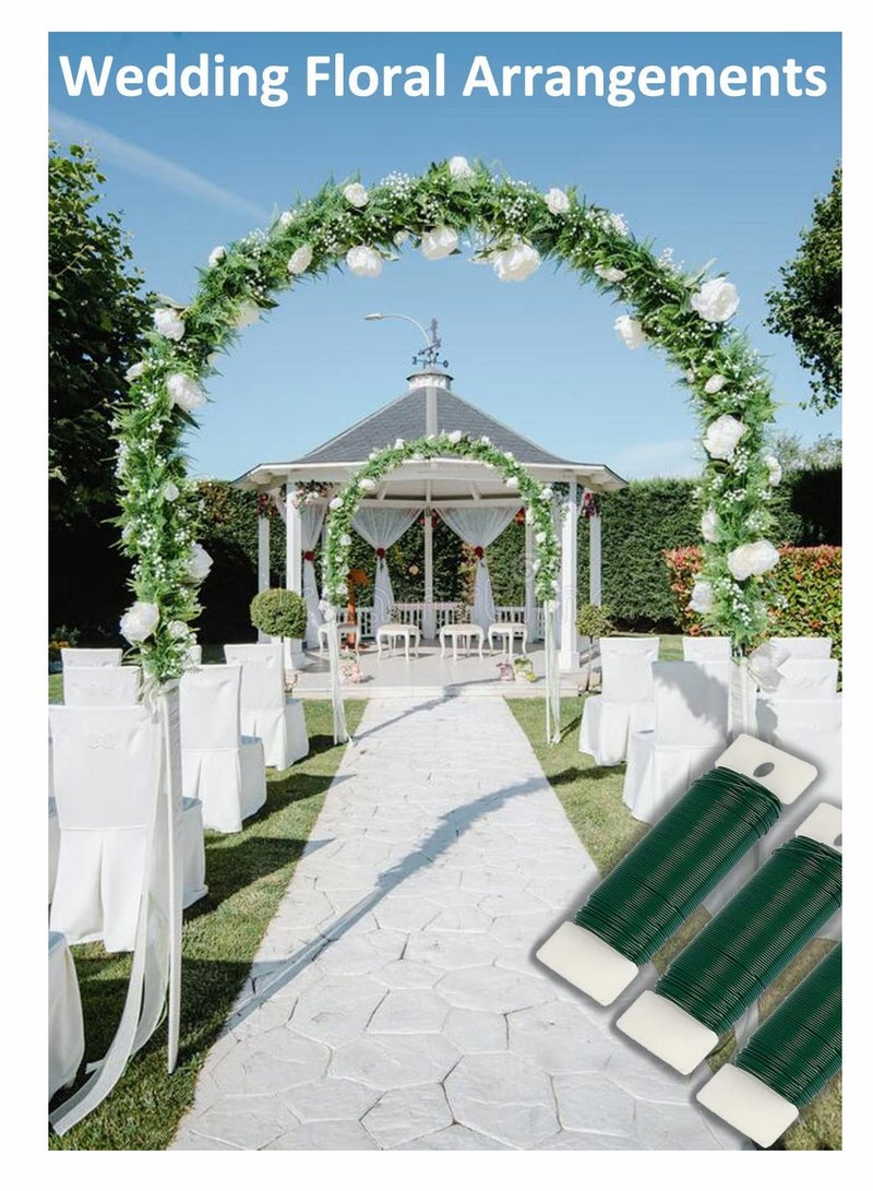 KASTWAVE سلك زهور، سلك قضيب زهور، خيوط ملونة للحرف، لحفلات الزفاف، سلك مرن، للحرف، إكليل شجرة، إطار إكليل، زينة، 3 عبوات 114 ياردة 22 (أخضر 3 لفات) - Image 3