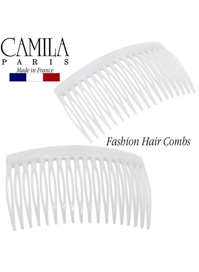 Camila Paris CP3135 French Hair Side Comb, Small, Curved White French Twist Hair Combs Decorative, Strong Hold Hair Clips for Women Bun Chignon Up-Do Styling Girls Hair Accessories, Made in France - Image 4