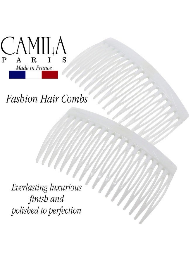 Camila Paris CP3135 French Hair Side Comb, Small, Curved White French Twist Hair Combs Decorative, Strong Hold Hair Clips for Women Bun Chignon Up-Do Styling Girls Hair Accessories, Made in France - Image 2