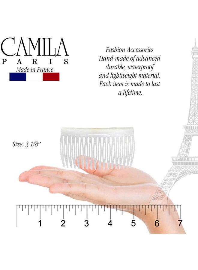 Camila Paris CP3135 French Hair Side Comb, Small, Curved White French Twist Hair Combs Decorative, Strong Hold Hair Clips for Women Bun Chignon Up-Do Styling Girls Hair Accessories, Made in France - Image 3