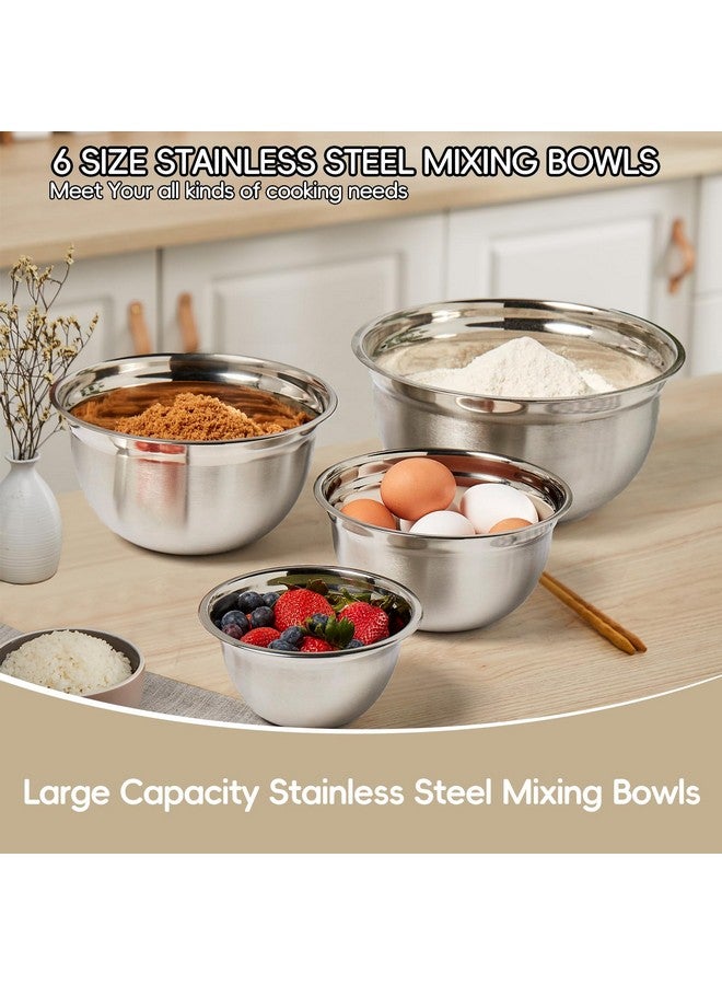 WEPSEN WEPSEN Mixing Bowls Set, 27PCS Khaki Mixing Bowls With Lids Set Stainless Steel Kitchen Large Nesting Metal Bowl 7QT to 1.5QT, Measuring Cups and Spoons for Prepping Cooking Serving  - Image 2