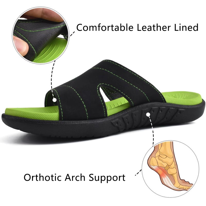 KuaiLu Womens Fashion Orthotic Slides Ladies Lightweight Athletic Yoga Mat Sandals Slip On Thick Cushion Slippers Sandals With Comfortable Plantar Fasciitis Arch Support Green Size 9 - Image 3