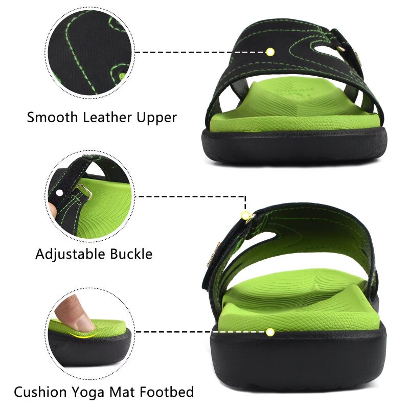 KuaiLu Womens Fashion Orthotic Slides Ladies Lightweight Athletic Yoga Mat Sandals Slip On Thick Cushion Slippers Sandals With Comfortable Plantar Fasciitis Arch Support Green Size 9 - Image 4