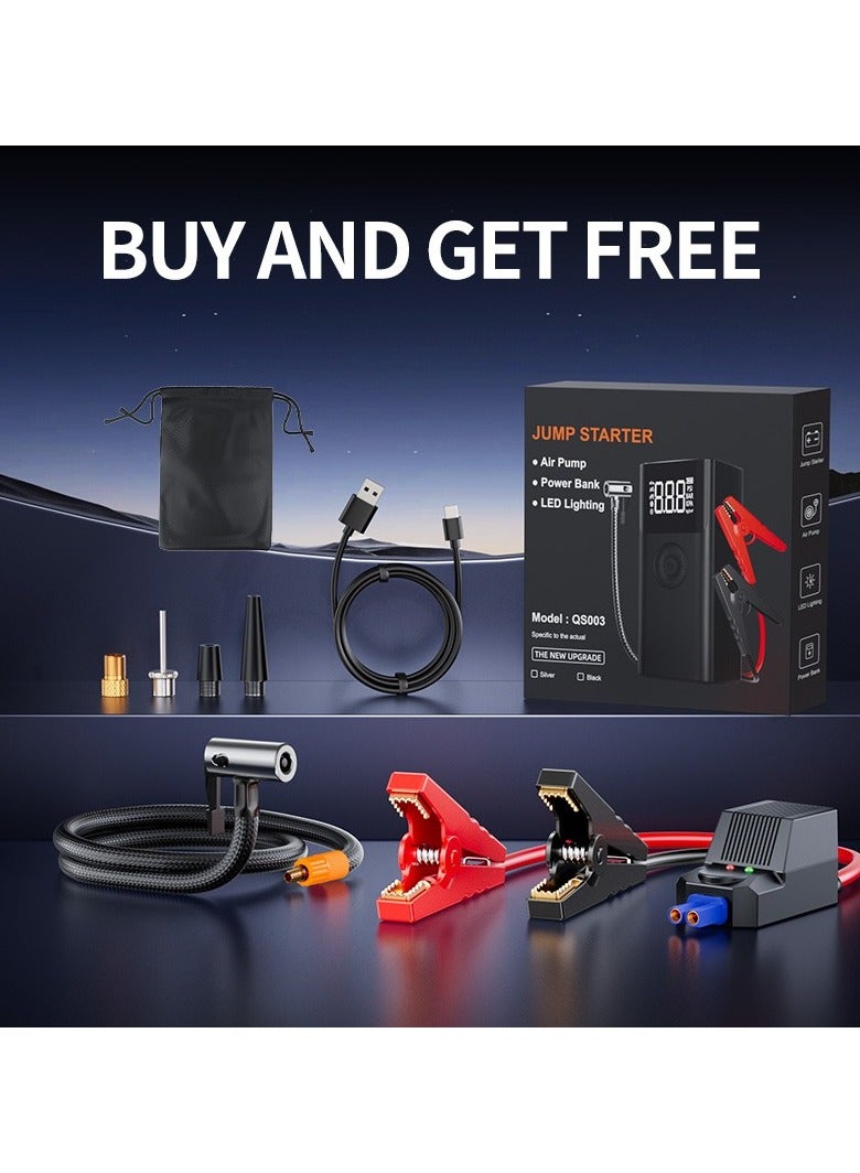 Generic QS003 Car Jump Starter with Air Compressor, 120PSI 1000A Car Battery Jump Starter, 12V Battery Pack with Type-C Charge, for 6.0L Gasoline and 3.0L Diesel Engines, 5 in 1  - Image 4