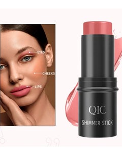 QIC Shimmer Cream Blush Stick for Cheeks Lips Tint Eyes Contour Highlighter Makeup Sticks Lightweight Hydrating Formula Lightweight Blendable Silky Cream Shimmer Blush 05  - Image 1