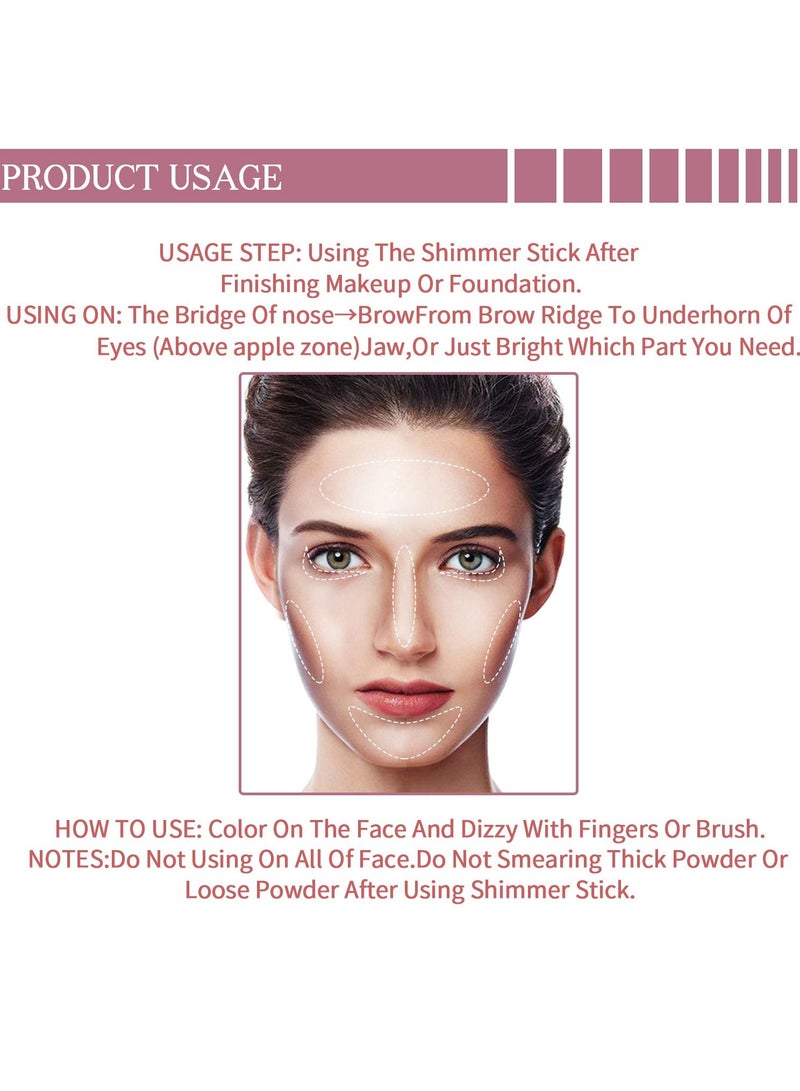 QIC Shimmer Cream Blush Stick for Cheeks Lips Tint Eyes Contour Highlighter Makeup Sticks Lightweight Hydrating Formula Lightweight Blendable Silky Cream Shimmer Blush 05  - Image 5