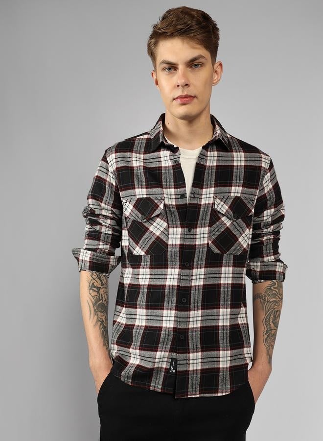 Dennis Lingo Relaxed Fit Black Cotton Shirt Spread Collar - Image 1