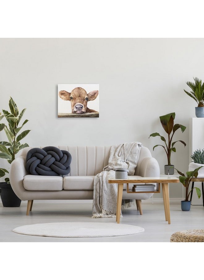 Stupell Industries - Cute Baby Cow Animal Watercolor Painting Canvas Wall Art Design By Artist George Dyachenko - Image 1