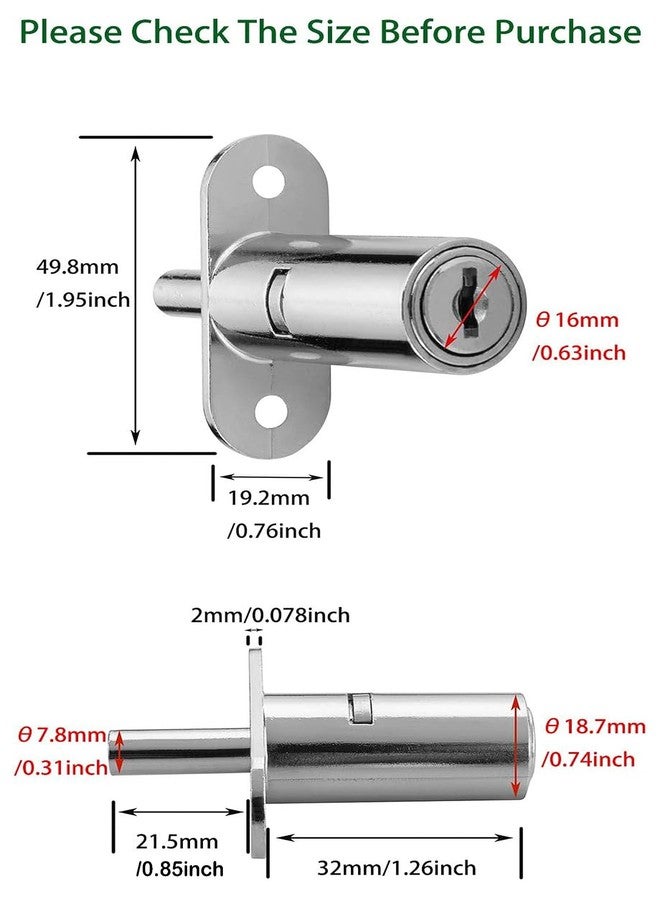 XIEHE Zinc Alloy Push Plunger Sliding Cabinet Door Lock 3/4" Cylinder Diameter 19mm Keyd Different with 2 Keys Cylinder Long 32mm (D0.7*L1.2inch) Chrome, 1PACK - Image 3