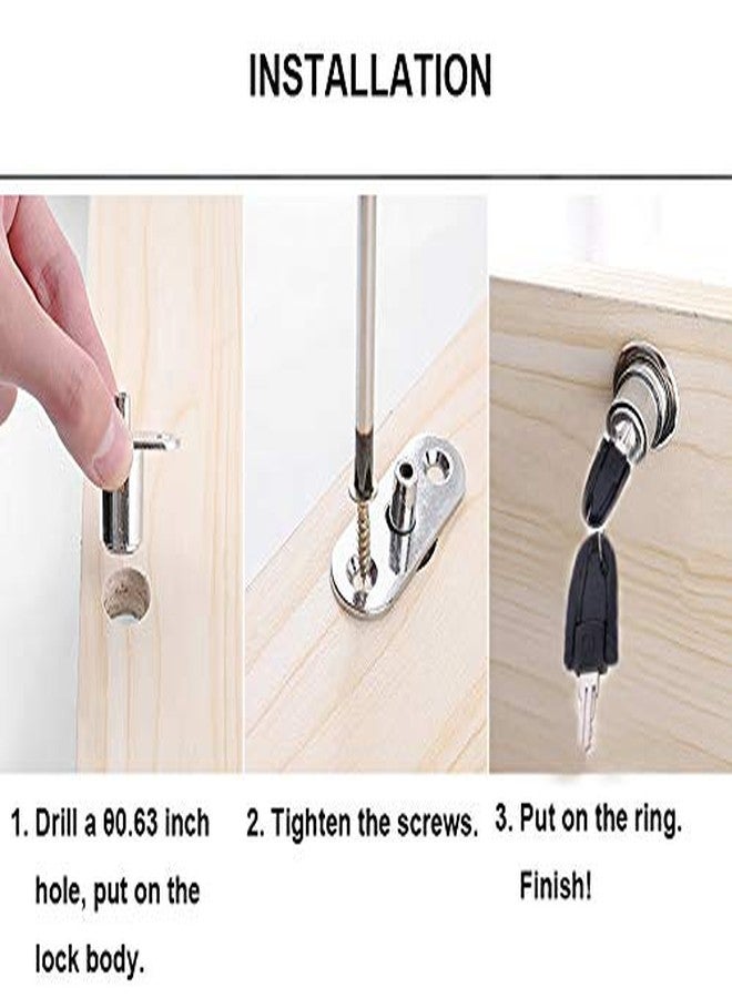 XIEHE Zinc Alloy Push Plunger Sliding Cabinet Door Lock 3/4" Cylinder Diameter 19mm Keyd Different with 2 Keys Cylinder Long 32mm (D0.7*L1.2inch) Chrome, 1PACK - Image 4