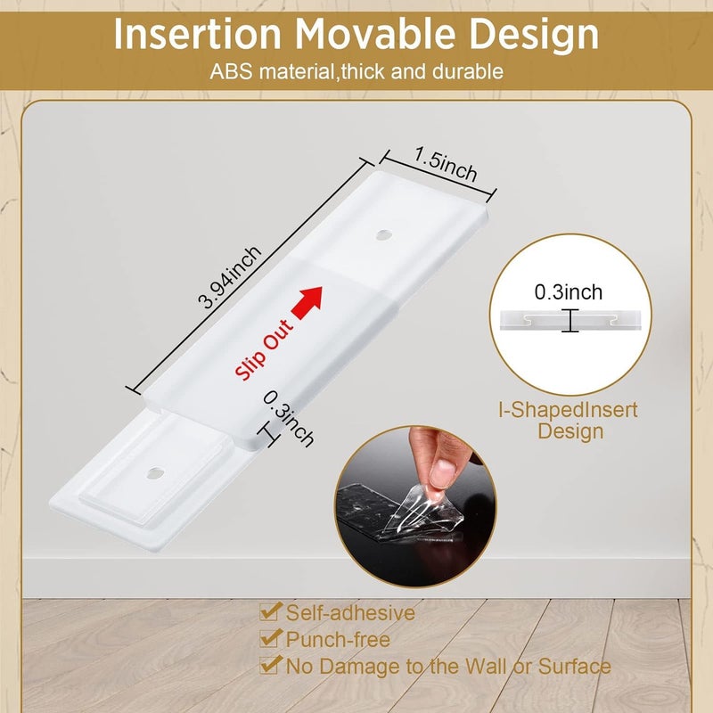 Potency 4Pcs Self Adhesive Power Strip Holder Surge Protector Wall Mounted Fixator Punch Free Cable Management Power Strip Mount Compatible with WiFi Remote Control Router Computer Kitchen Home Office - Image 2