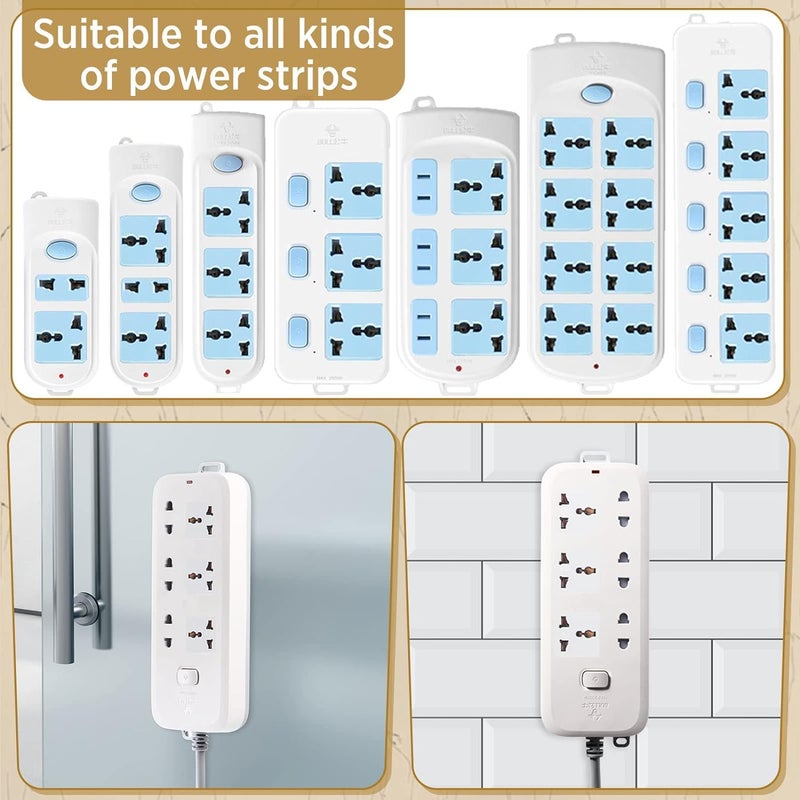 Potency 4Pcs Self Adhesive Power Strip Holder Surge Protector Wall Mounted Fixator Punch Free Cable Management Power Strip Mount Compatible with WiFi Remote Control Router Computer Kitchen Home Office - Image 3