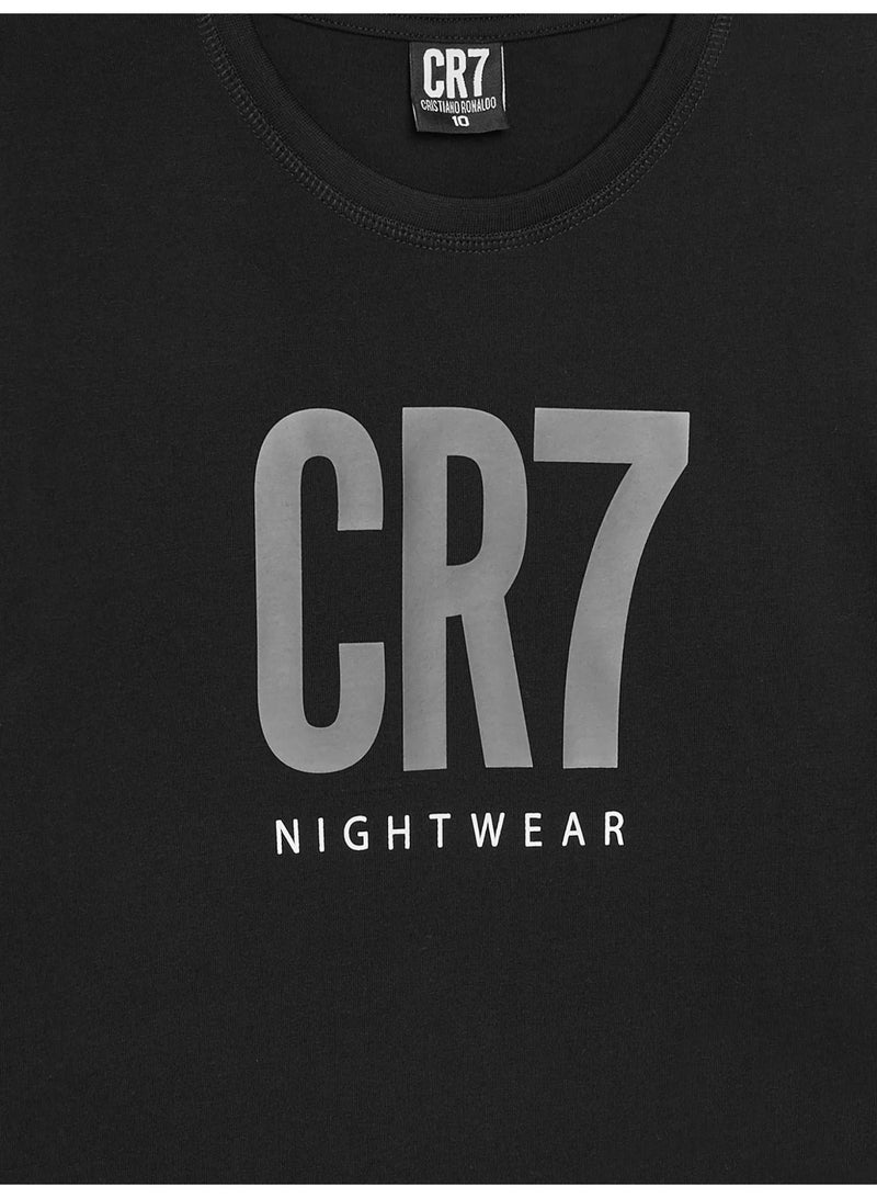 CR7 Kids Pyjama Set for Boys – Long Sleeve Cotton Sleepwear Set with Full-Length Jogger Pants, Soft Comfortable Nightwear, Black - Image 5