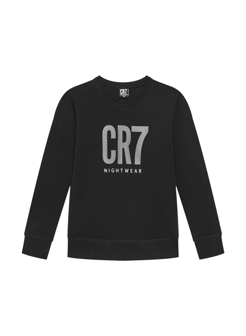 سي ار7 CR7 Kids Pyjama Set for Boys – Long Sleeve Cotton Sleepwear Set with Full-Length Jogger Pants, Soft Comfortable Nightwear, Black