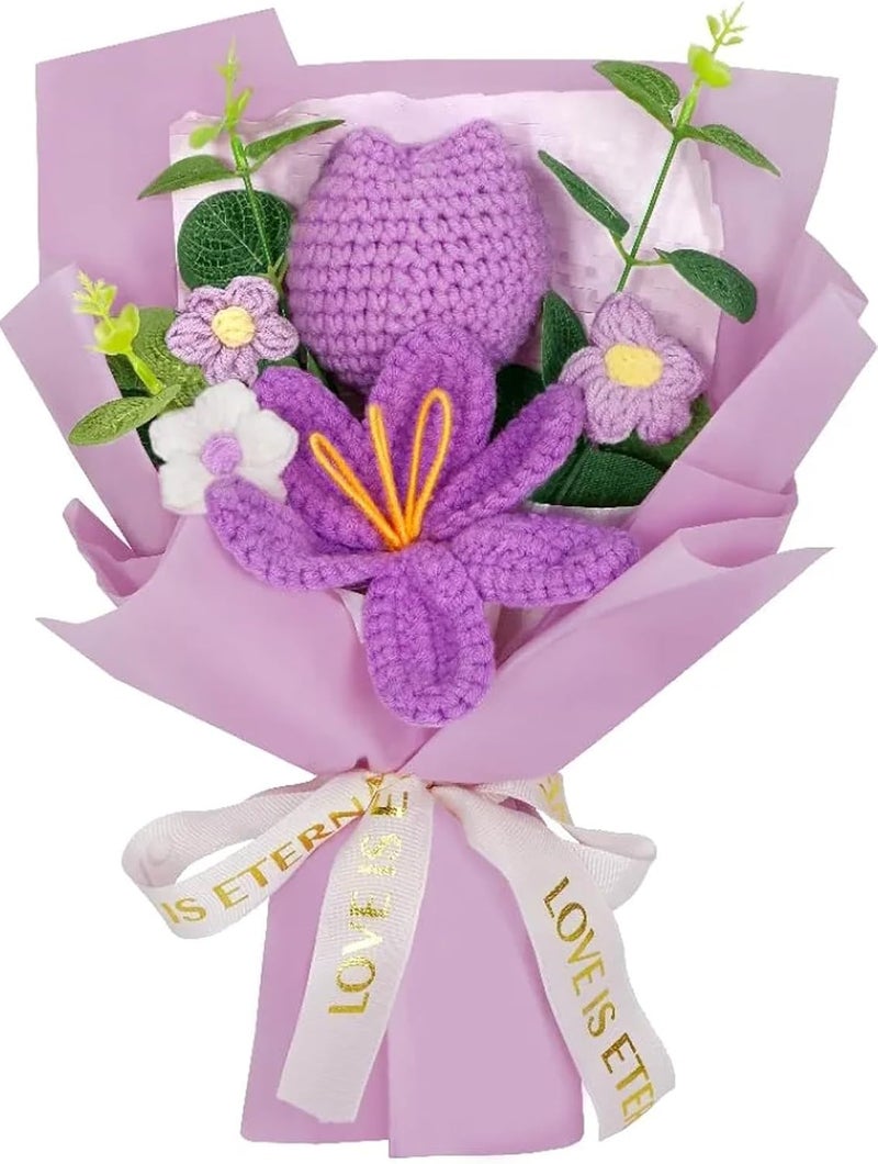 VRB Dec 1pcs Artificial Crochet Flower Bouquet/Artificial Flowers Bunch/Crochet flowers bouquet/Crochet flowers/Flowers Bouquet Gift for Girls Home Decor,gifting,etc. (Design 5) - Image 1