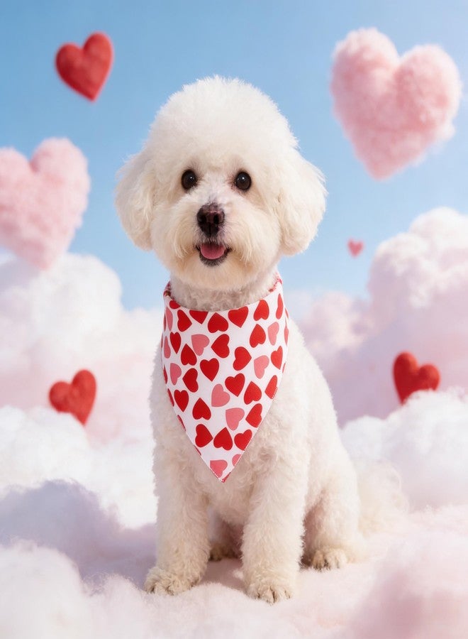 cnomg Valentines Day Dog Bandanas Pet Valentine Scarf Reversible Triangle Scarf for Medium Large Dogs Cats Red Pink Heart Pattern Pet Accessories for Parties Weddings - Image 4