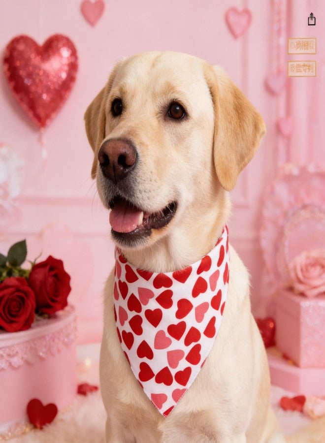 cnomg Valentines Day Dog Bandanas Pet Valentine Scarf Reversible Triangle Scarf for Medium Large Dogs Cats Red Pink Heart Pattern Pet Accessories for Parties Weddings - Image 5