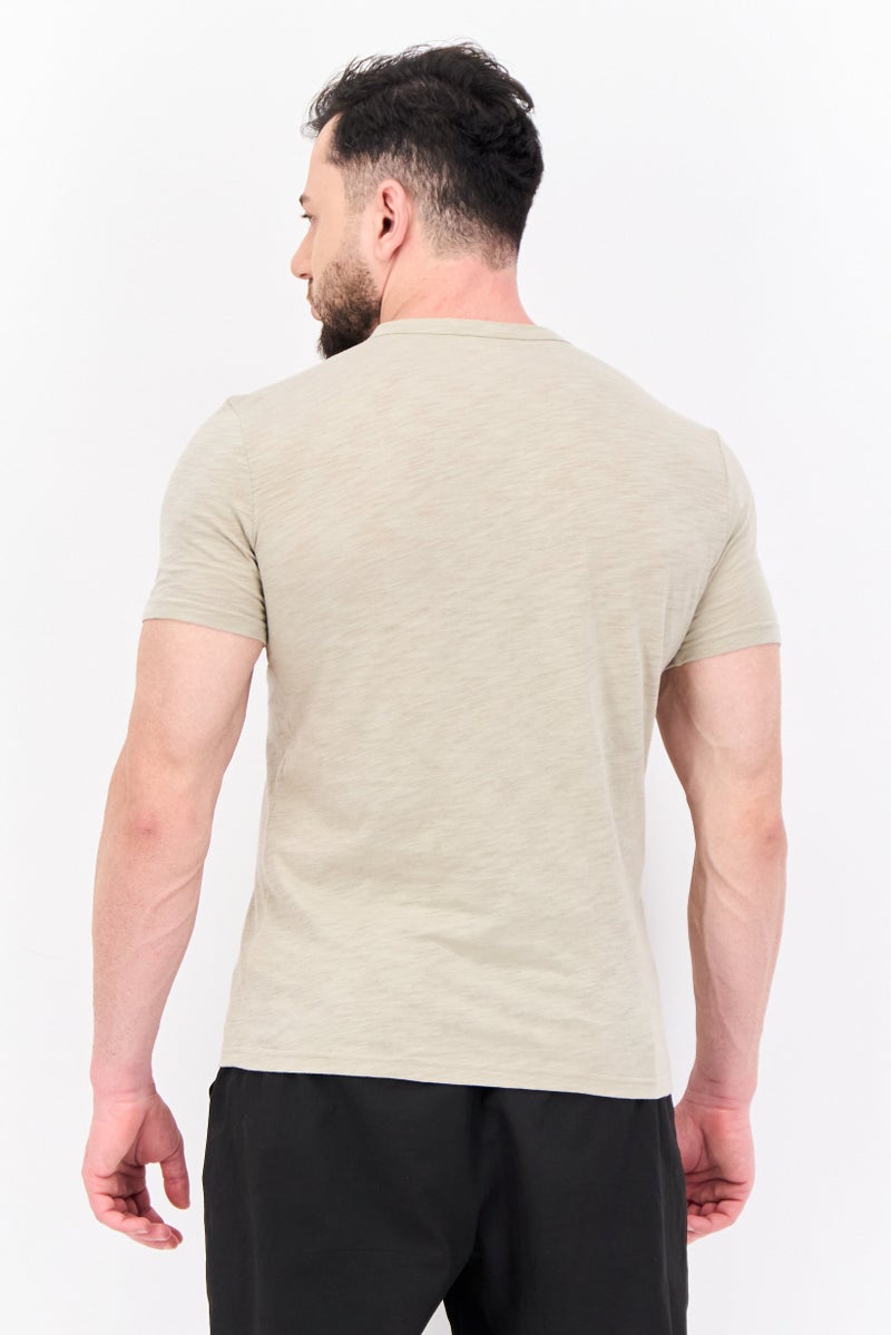 GAP Men Crew Neck Short Sleeves Heather T-Shirt, Beige - Image 3