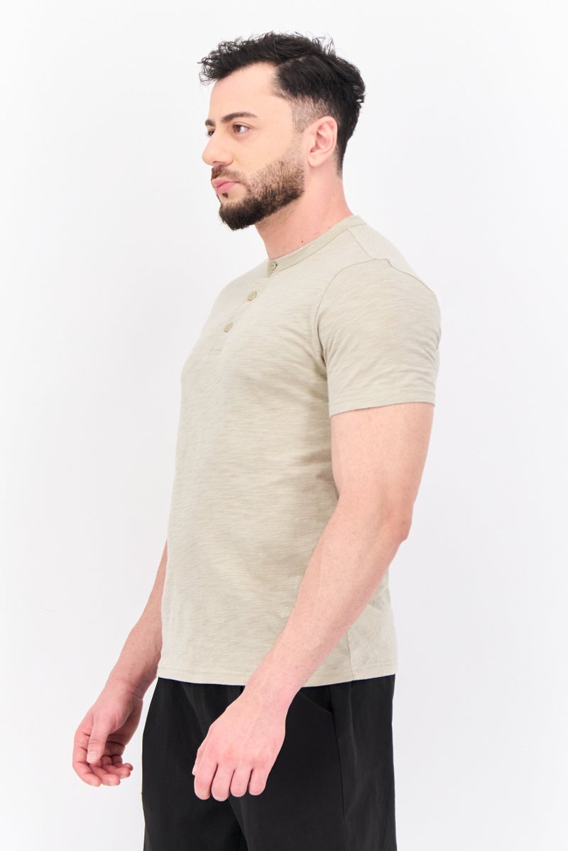 GAP Men Crew Neck Short Sleeves Heather T-Shirt, Beige - Image 2