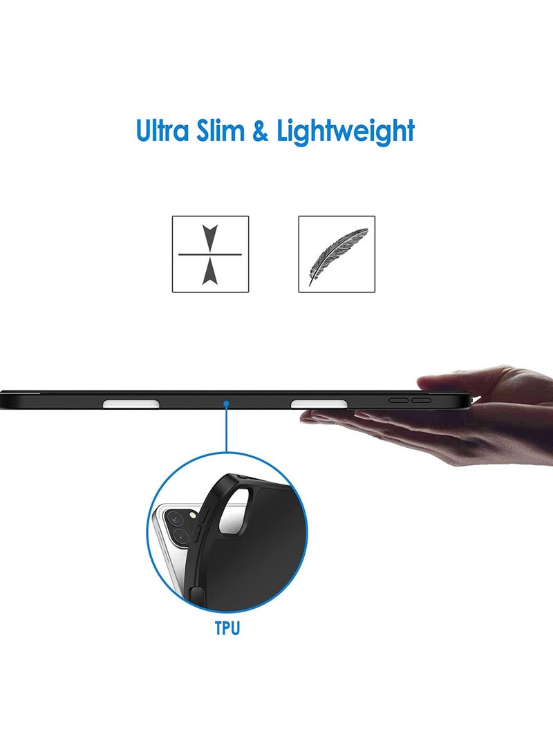 إيروريكس جراب لجهاز iPad Pro مقاس 11 بوصة (طراز 2021/2020) مع حامل أقلام رصاص ودعم الشحن الثاني للقلم الرصاص وغطاء جهاز لوحي رفيع بظهر ناعم من مادة TPU وإيقاظ / نوم تلقائي (أسود) - Image 3