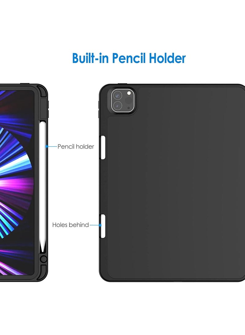 إيروريكس جراب لجهاز iPad Pro مقاس 11 بوصة (طراز 2021/2020) مع حامل أقلام رصاص ودعم الشحن الثاني للقلم الرصاص وغطاء جهاز لوحي رفيع بظهر ناعم من مادة TPU وإيقاظ / نوم تلقائي (أسود) - Image 4