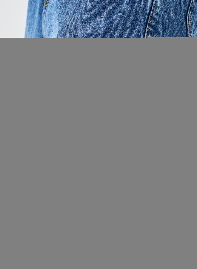 Styli Mid Rise Washed Wide Leg Cargo Jeans