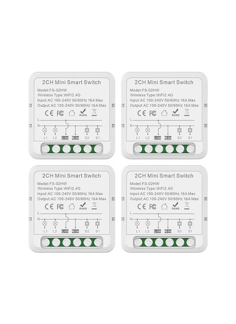 2-Way WiFi Switch Relay Module 16A Wireless On/Off Device Dual Control Light Switch Remote Control Tuya APP Device Sharing Voice Control Smart Circuit Breaker
