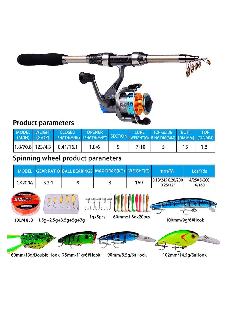 Generic Rock Fishing Sea Rod Set Long Range Throwing Rod Fishing Reel Fishing Rod Bag Combination Carbon Fiber Sea Fishing Rod Sea Rod Fishing Set Bag 1.8m Pole  - Image 5