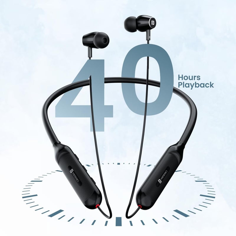 Portronics سماعات أذن بلوتوث لاسلكية هارمونيكس Z7 مع تشغيل يصل إلى 40 ساعة، سائق ديناميكي 10 مم، وضع الألعاب، صوت عميق، مقاومة للماء والعرق IPX4، شحن سريع من نوع C (أسود) - Image 4