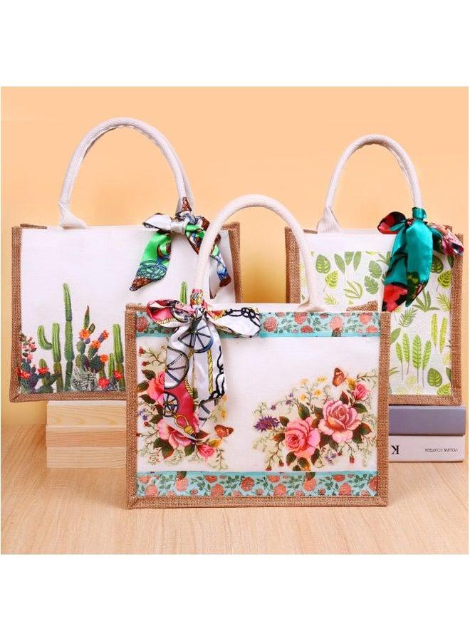 Section 38 Butterfly Gubart Canvas Bag Handbag Handmade DIY Creative Production Group Building Activity Gift Bag-Color:LB-N17 Lotus Material Includes Scissors Glue_vertical  - Image 4