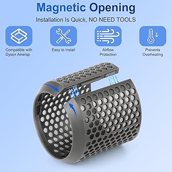 ZEPHBLOW Outer Filter Cover Replacement for Dyson Airwrap Hair Styler HS01 HS05 Models Strainer Magnetic Cage Curling Iron Mesh Parts Gray - Image 5