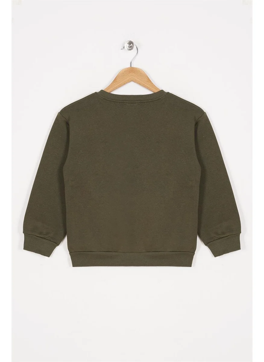 Zepkids Girls Khaki Colored Los Angeles California Printed Raised Sweatshirt