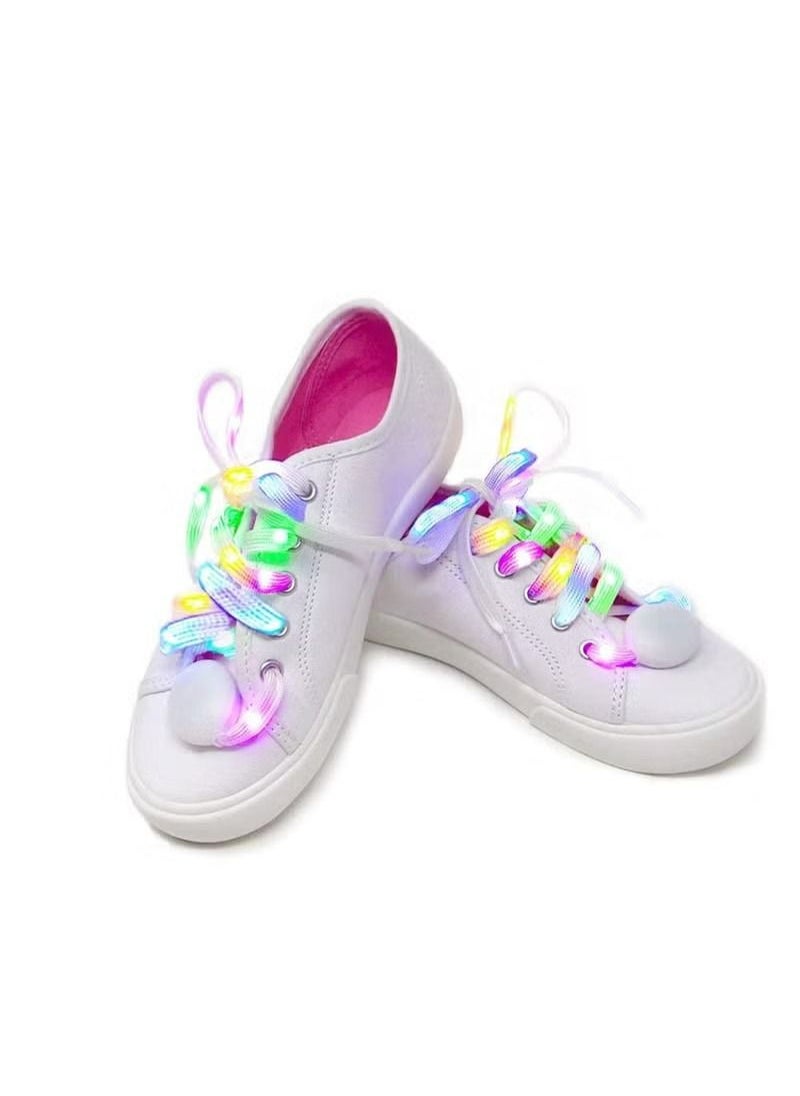 Generic - 2 Pcs LED Light Up Shoe Laces Flashing Colorful Glow in the Dark with 3 Modes for Party Favors Hip Hop Dancing Cycling Hiking Skating White Shoelaces Gifts for Kids Boys and Girls - Image 1