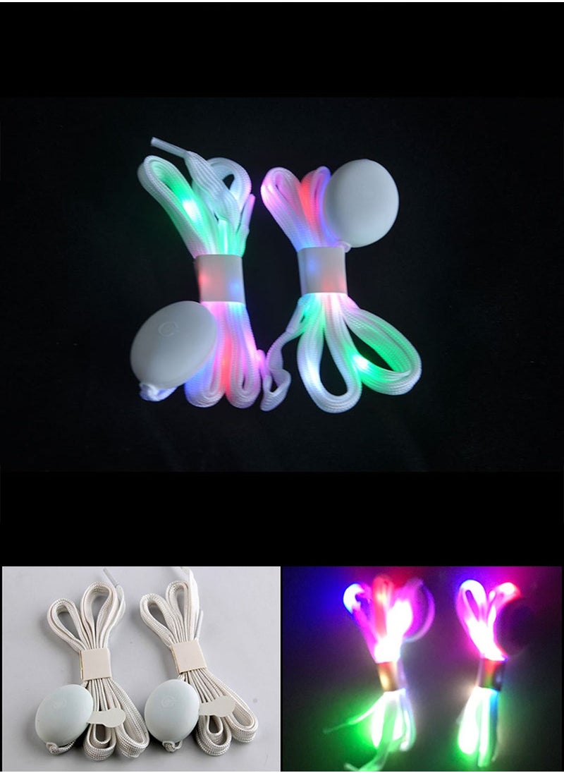 Generic - 2 Pcs LED Light Up Shoe Laces Flashing Colorful Glow in the Dark with 3 Modes for Party Favors Hip Hop Dancing Cycling Hiking Skating White Shoelaces Gifts for Kids Boys and Girls - Image 1