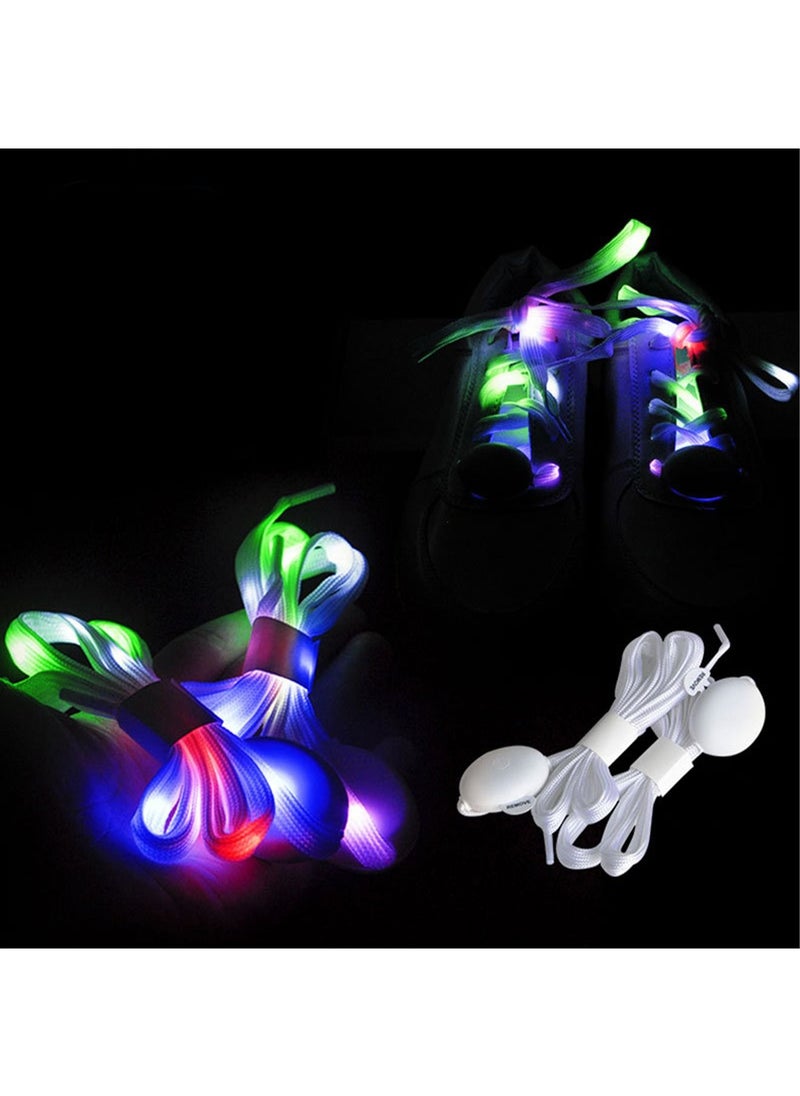 Generic - 2 Pcs LED Light Up Shoe Laces Flashing Colorful Glow in the Dark with 3 Modes for Party Favors Hip Hop Dancing Cycling Hiking Skating White Shoelaces Gifts for Kids Boys and Girls - Image 1