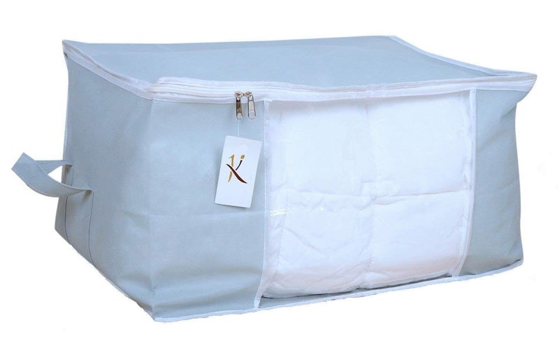 Kuber Industries 3 Piece Non Woven Underbed Storage Organiser Set Extra Large Grey and Black - Image 2