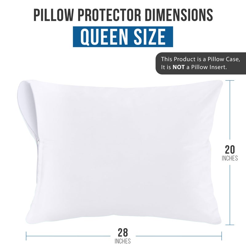Utopia Bedding Waterproof Pillow Protectors Zippered (2 Pack, White) Queen Size, Zippered Pillowcases, Bed Bug Proof Pillow Encasement Covers 20 x 28 Inches - Image 4