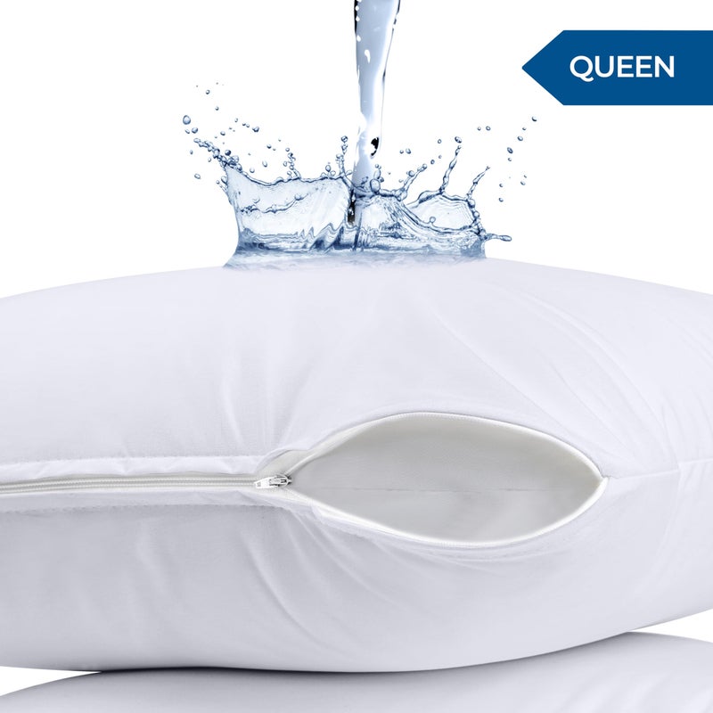 Utopia Bedding Waterproof Pillow Protectors Zippered (2 Pack, White) Queen Size, Zippered Pillowcases, Bed Bug Proof Pillow Encasement Covers 20 x 28 Inches - Image 3